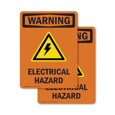 Signmission Electrical Hazard With Symbol OSHA Warning Sign, Aluminum, 18in W x 24in L, 2PK OS-2PACK-WS-A-1824-V-13128